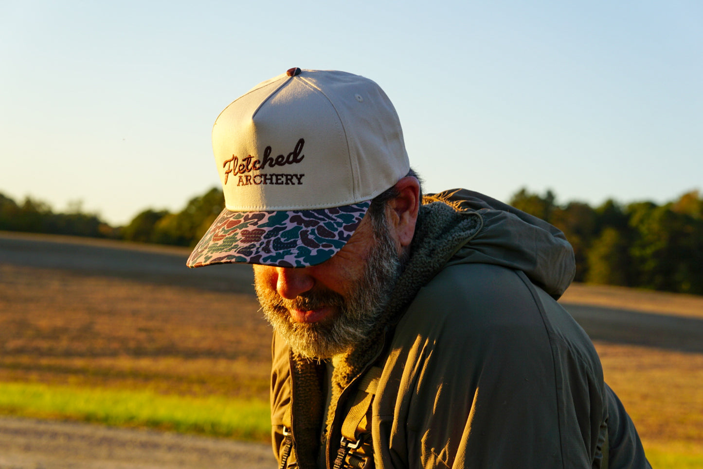 Camo Bill Brown Script Hat