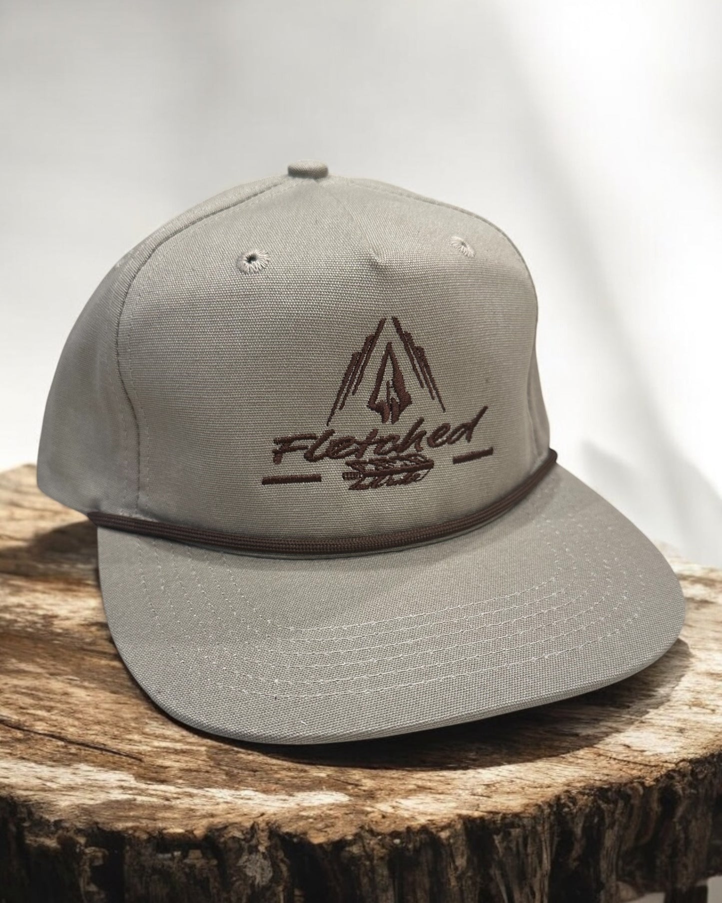Lost Tan Rope Hat- Embroidered Arrowhead Fletching