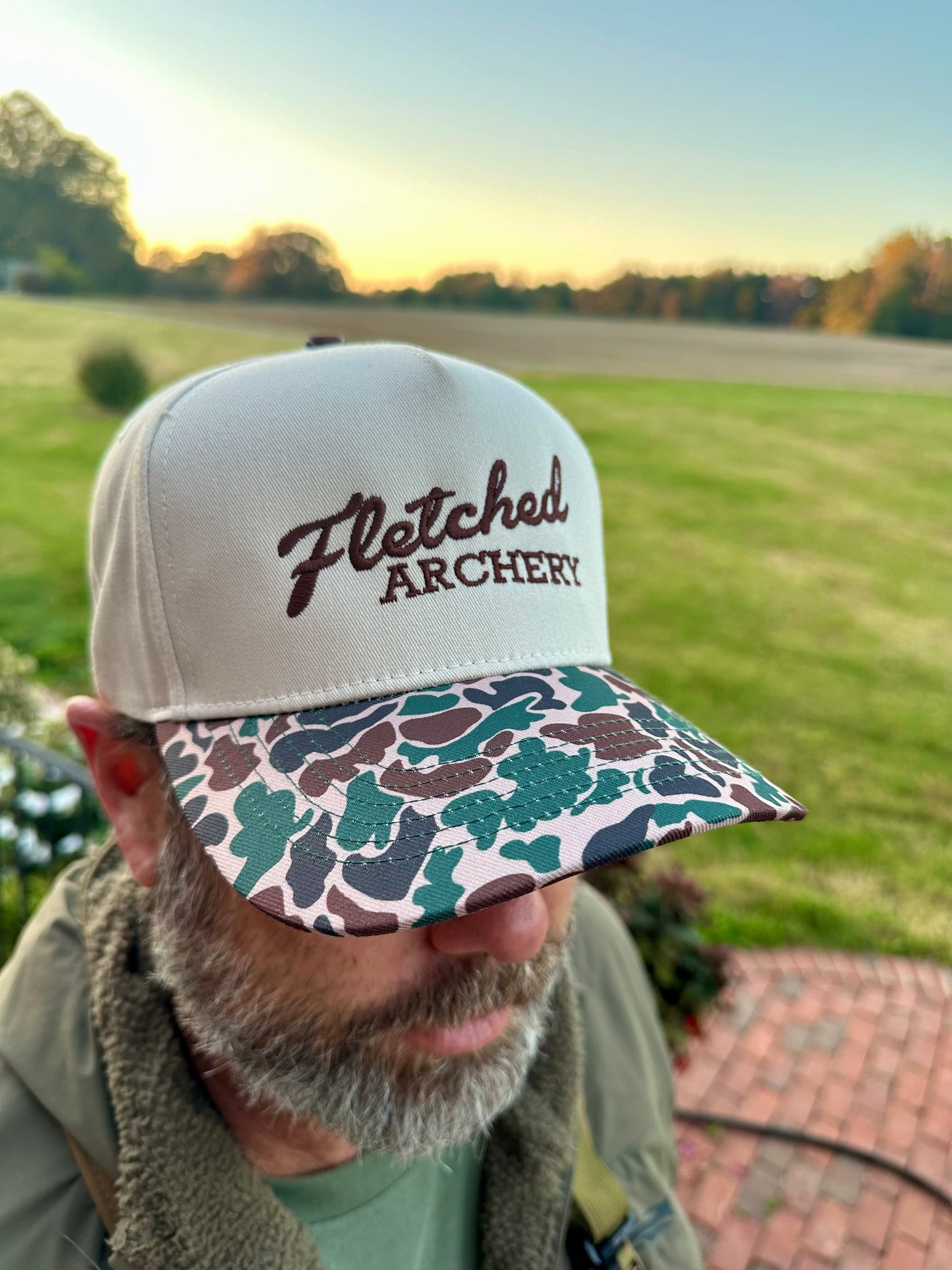 Camo Bill Brown Script Hat