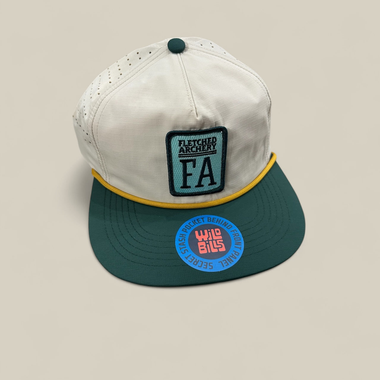 Wild Bills White Rope Hat- Embroidered Patch