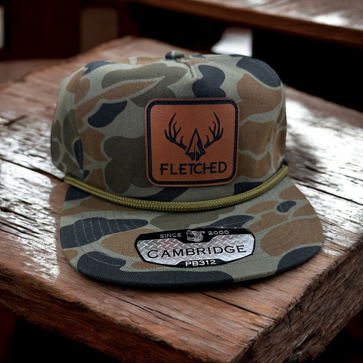 Cambridge Camo Rope Hat- Leather Patch