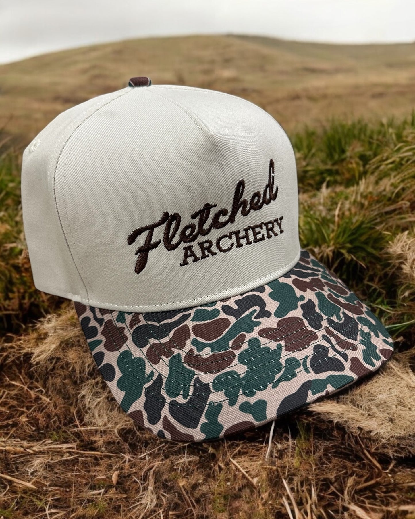 Camo Bill Brown Script Hat