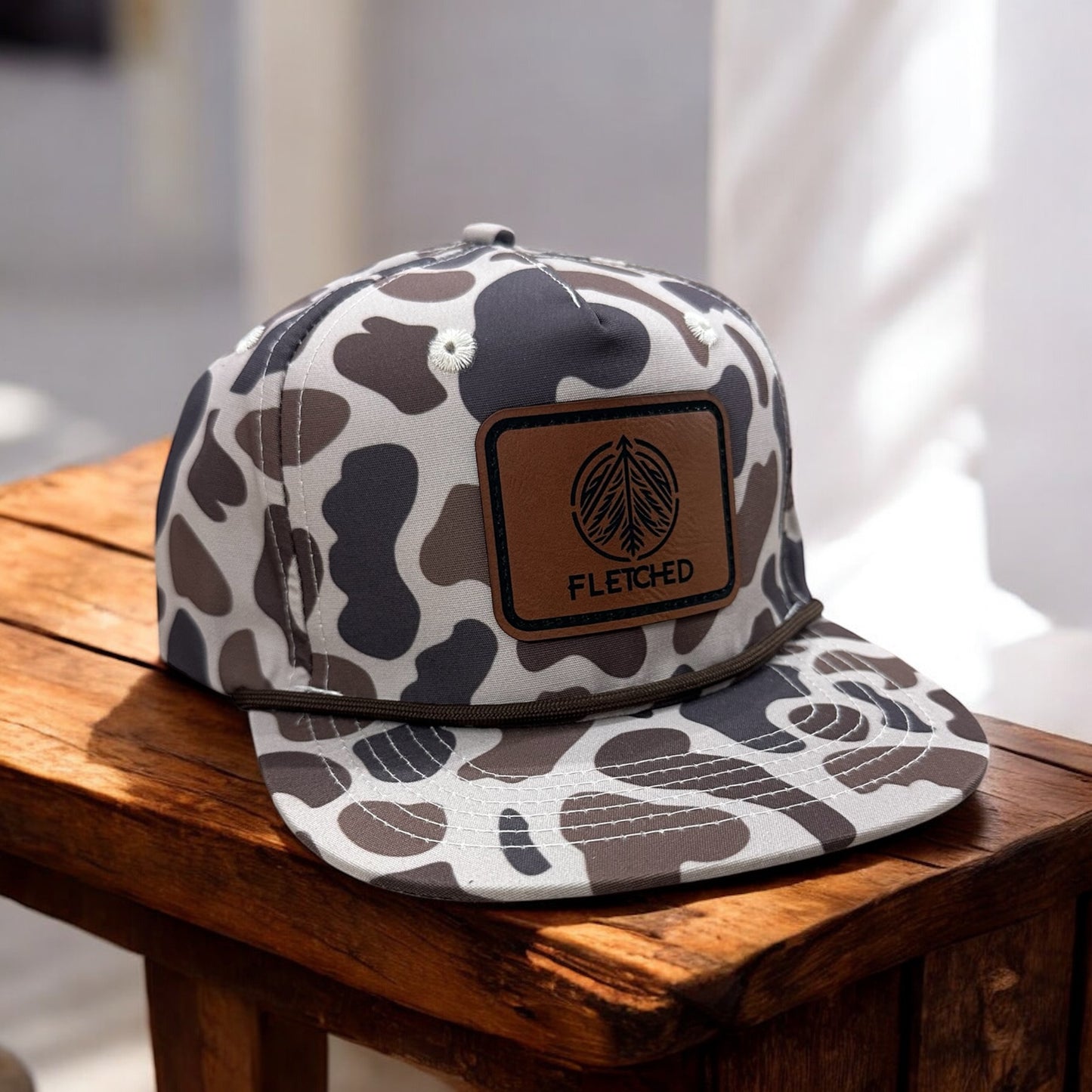 Kids Duck Camo Rope Hat- Leather Patch