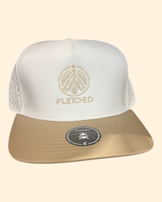 Tan & White Blackhawk Hat- Embroidered