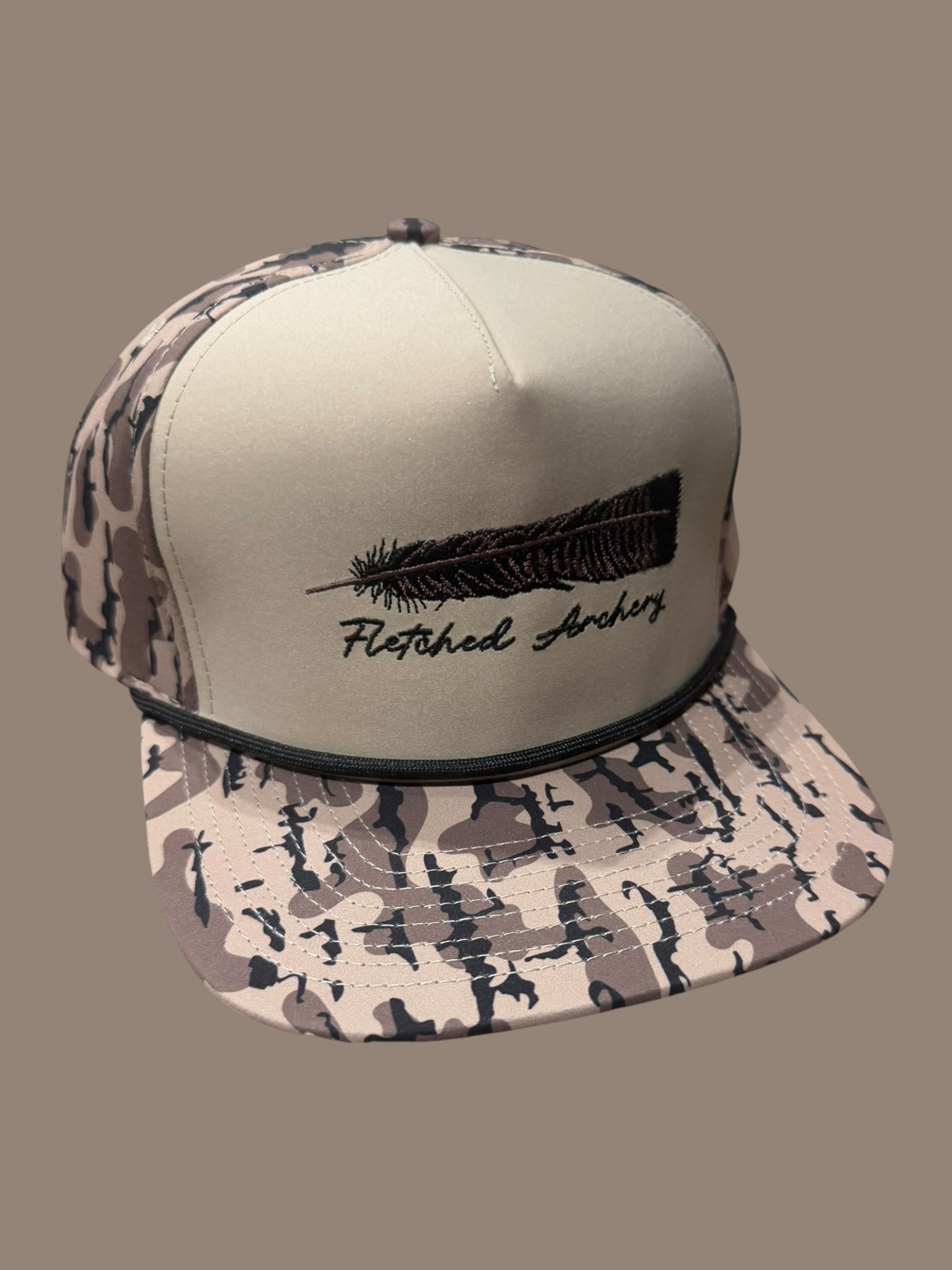 Timber Camo Rope Hat-Embroidered Turkey Feather