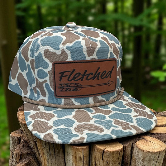 Kids Blue Pebble Camo Hat- Leather Patch